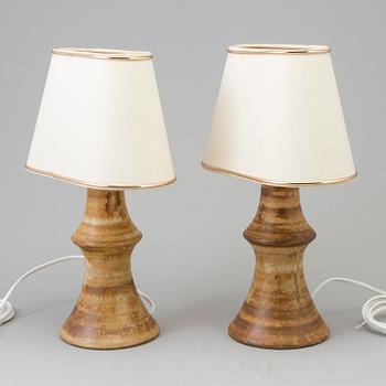BRUNO KARLSSON, a pair of stoneware table lights from EGO stengods ateljé, 1960-tal.