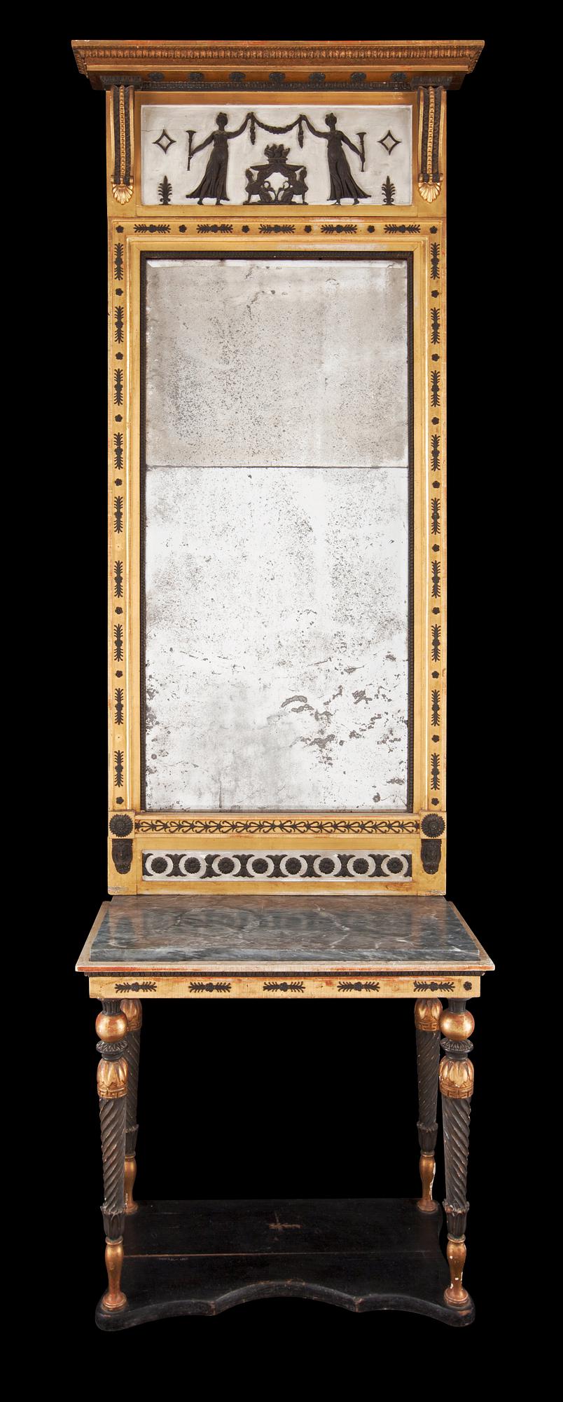 SPEGEL OCH KONSOLBORD. Sverige, 1800-talets början. Sengustavianskt.