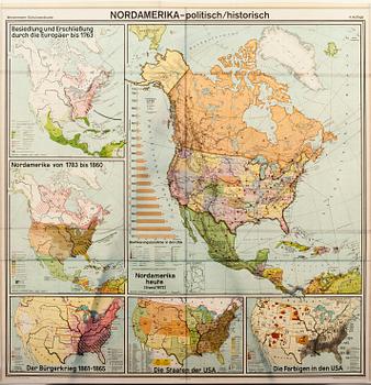 SKOLKARTA. "Amerika" politiska historia. Tyskland 1972.