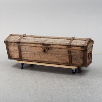 A pine chest, 18th Century.