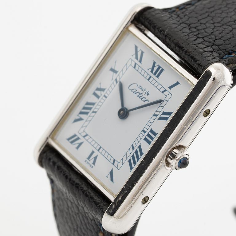 Cartier, must de Cartier, Tank, wristwatch, 23.5 x 23 (30.5) mm.