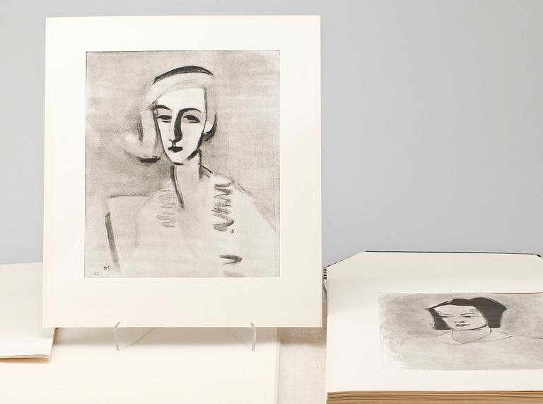 HELENE SCHJERFBECK, mapp med reproduktioner, 48 st, 1945.