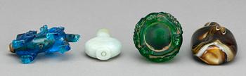 SNUSFLASKKOR, 4 st, glas, nefrit, Kina.