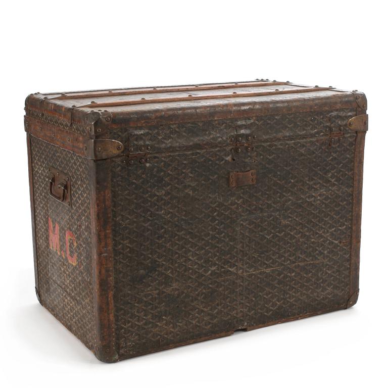 GOYARD, a Monogram canvas trunk, late 19th/early 20th century.