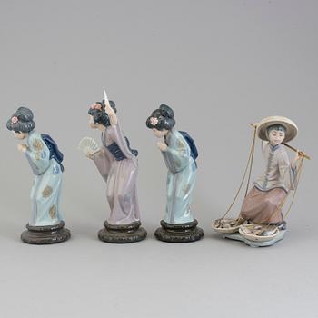 FIGURER, fyra stycken, porslin. Lladro, Spanien, 1980-tal.