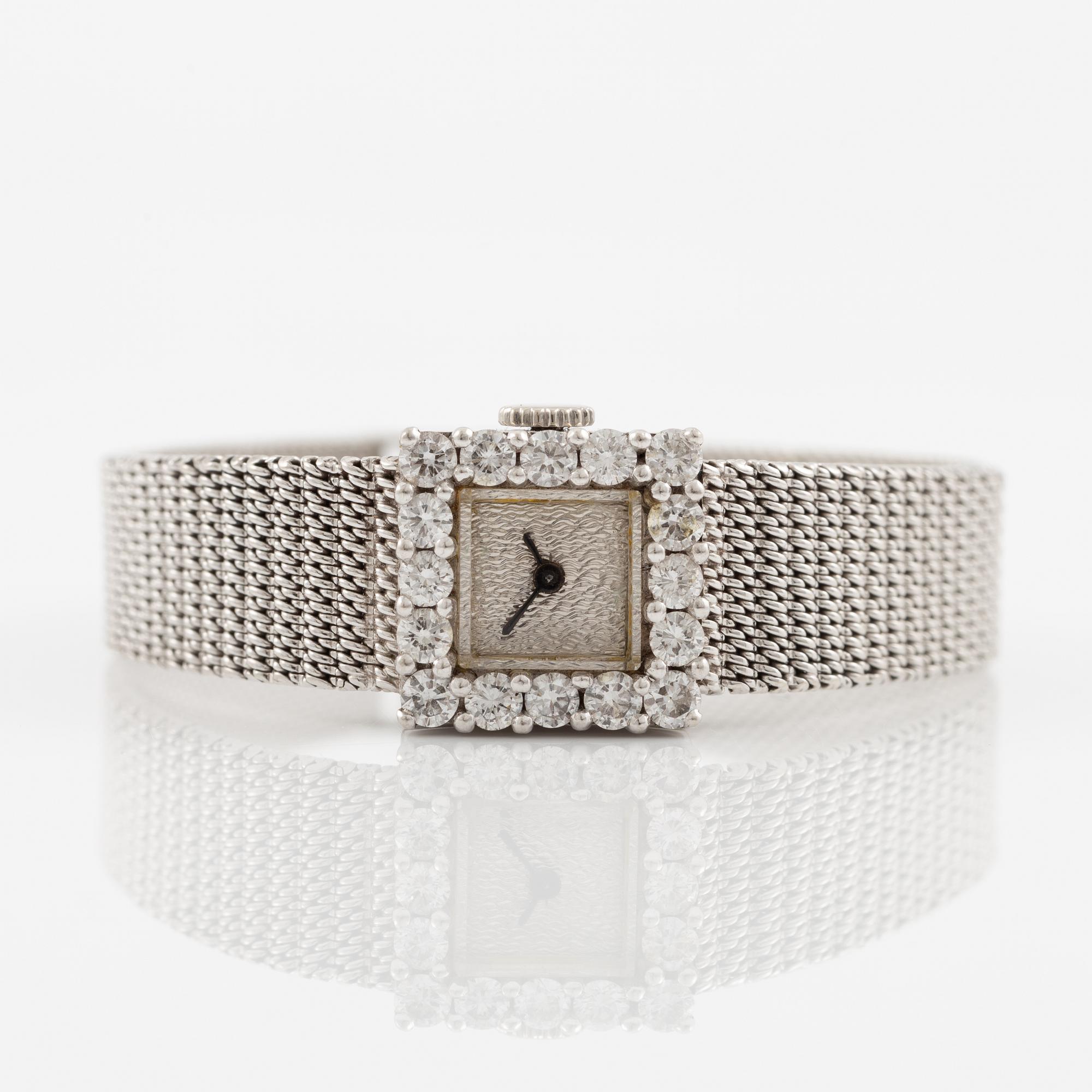 Wristwatch 18K white gold and platinum with brilliant-cut diamonds.