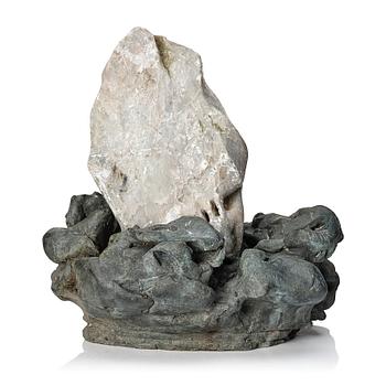 Erik Dietman, sculpture, stone and patinated metal, two pieces.