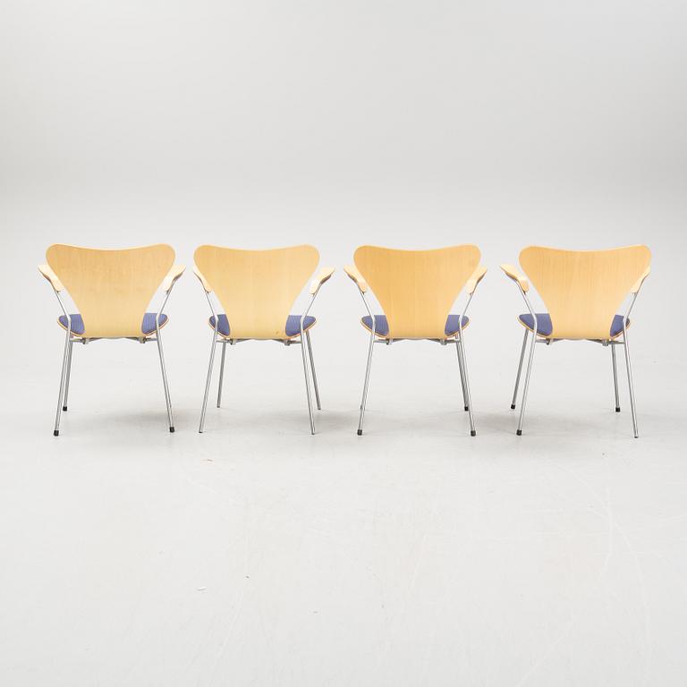Arne Jacobsen, Four "Seven" armchairs, designed by Arne Jacobsen for Fritz Hansen.