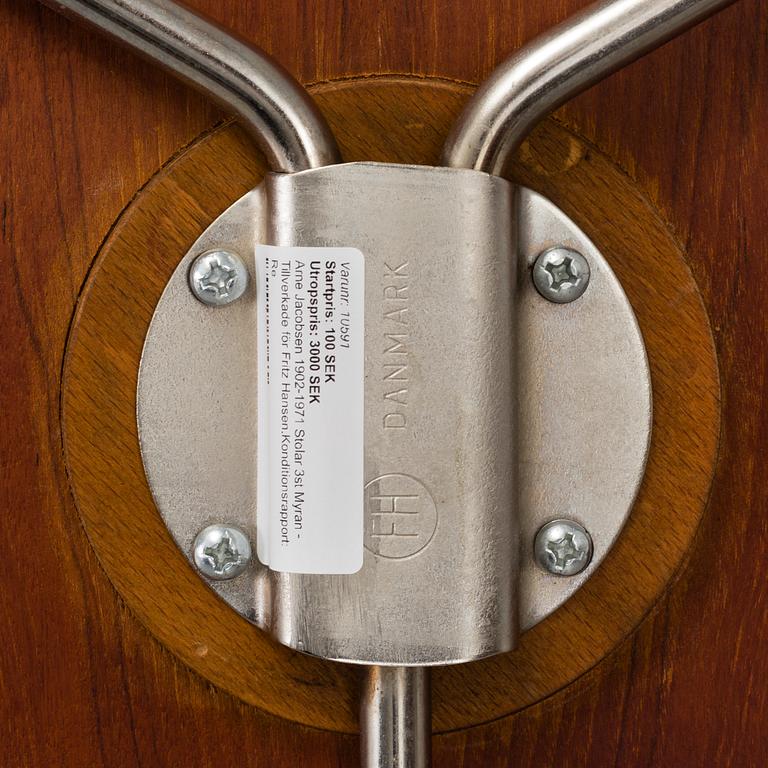 Three 'Myran' teak chairs from Fritz Hansen.