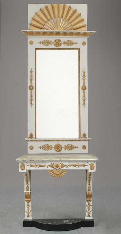 A Swedish empire mirror and consol table.