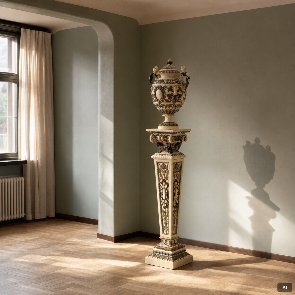 Pedestal with urn, Rörstrand, circa 1900.