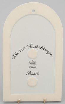 ROSENTHAL, SEINÄLAATTOJA, 4 kpl, keramiikkaa, sign. Björn Winblad, Rosenthal, Studio-Linie, Saksa 1900-luvun loppupuoli.