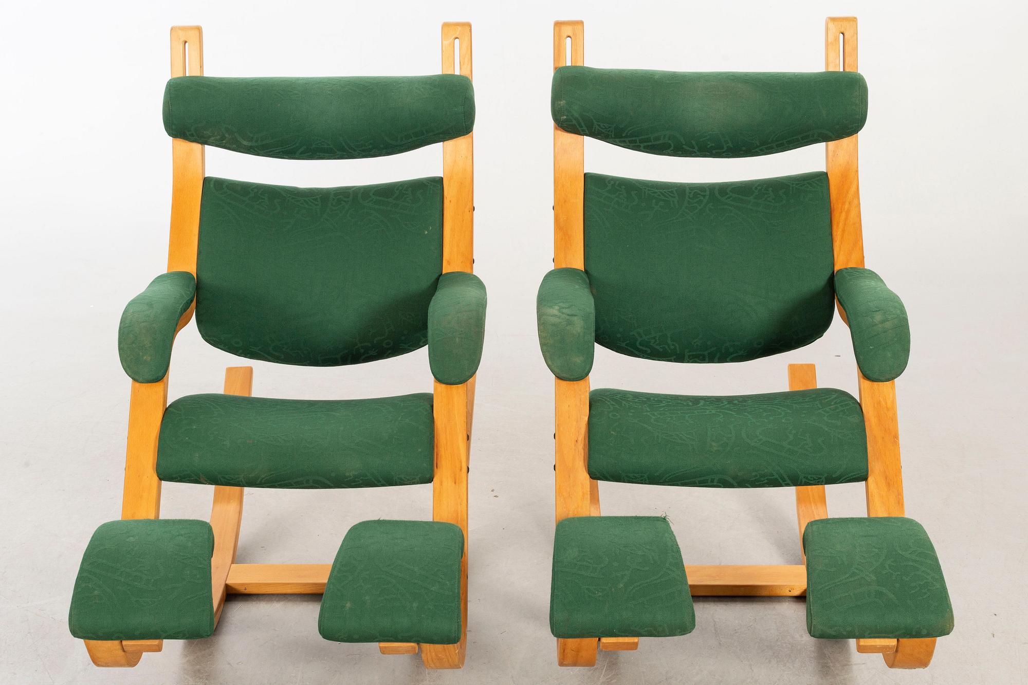 PETER OPSVIK, gungstolar 2 st, "Gravity Balans", Stokke,Gravity Chair', modell lanserad 1983.