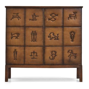 Otto Schulz, a Swedish Modern Zodiac patterned cabinet for Boet, Gothenburg, 1930-1940s.