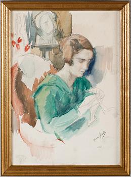 HANNA HIRSCH PAULI, akvarell, signerad.