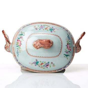 A famille rose 'double peacock' soup tureen, Qing dynasty, Qianlong (1736-95).