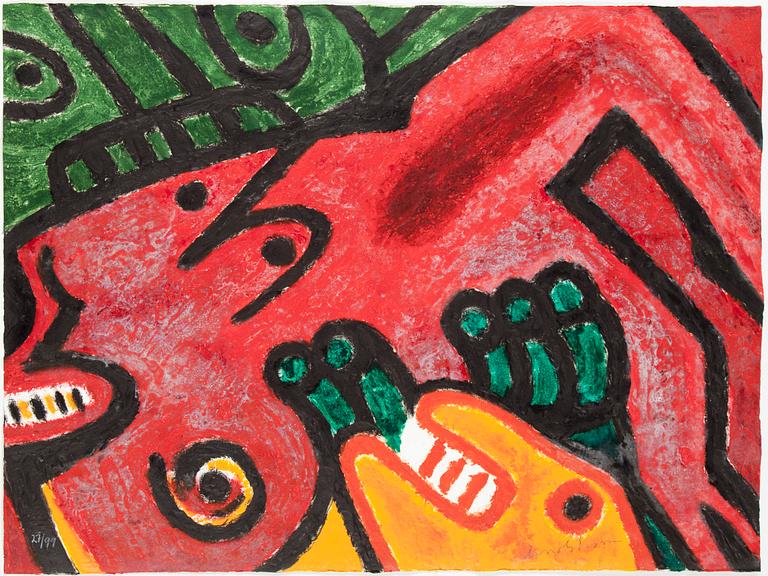 BENGT LINDSTRÖM, portfolio with 12 carborundum in colours, signed Lindström and numbered 27/99.