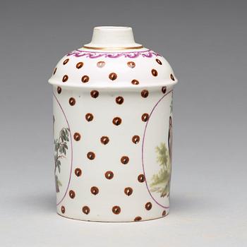 A Frankenthal tea caddy, 18th Century.