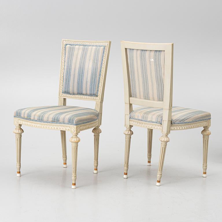 Chairs, 8 pcs, late Gustavian style, around the mid-20th century.
