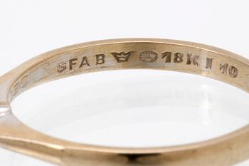 Diamondring 18K whitegold 1 brilliant-cut diamond 0,30 ct inscribed W/TCR VVS, valuation letter Gemmologica AB Stockholm.