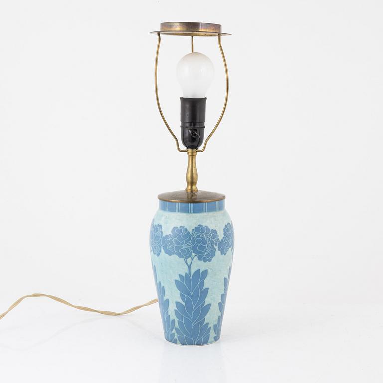 Josef Ekberg, a 'Sgrafitto' vase/table lamp, Gustavsberg, Sweden, 1913.