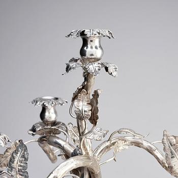 A Swedish 19th century silver candelabra, mark of Pehr Fredrik Palmgren, Stockholm 1862.