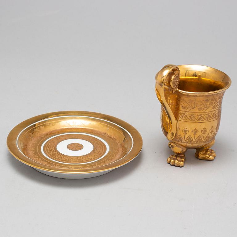 A KPM porcelain cup with saucer from the first half of the 19th century, Königliche Porzellan-Manufaktur, Berlin.