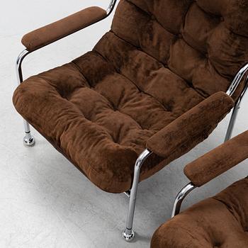 A pair of 'Stålbo' easy chairs by Bo Eigert, 1970's.