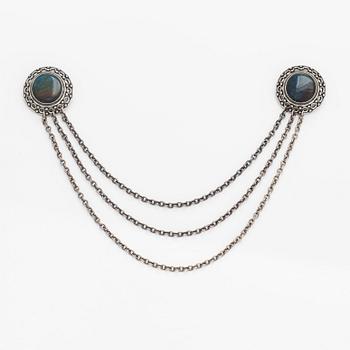 Kai Lindström, A sterling silver collar brooch with granite. Kalevala Koru, Helsinki 1994.