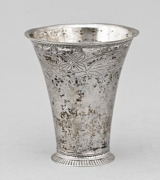 BÄGARE, silver, Johan Fredrik Hollman, Skänninge 1780. Tot vikt ca 76 g.
