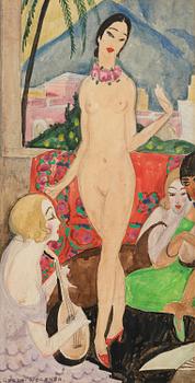 471. Gerda Wegener, Model with a woman playing music.