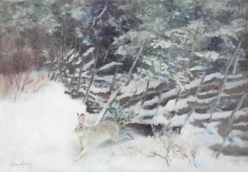 108. Bruno Liljefors, A hare in a winter landscape.