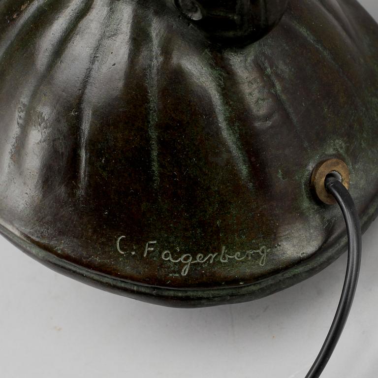 BORDSLAMPA, brons, art deco, Carl Fagerberg, 1920/30-tal.