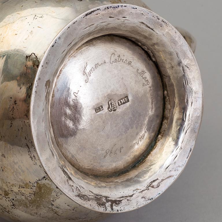 A late 18th century silver teapot.