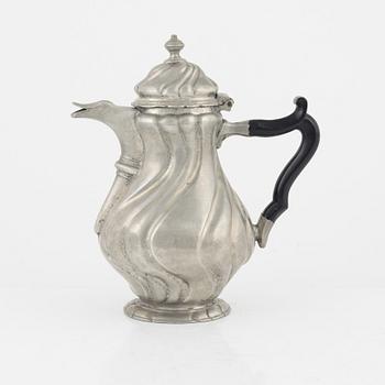 A Rococo pewter coffee-pot, mark of A. Hedenbom (master in Örebro 1750-1767/68).