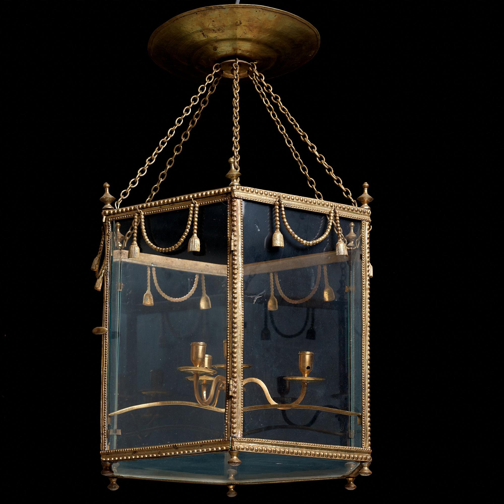 A Gustavian late 18th century four-light hanging lantern.