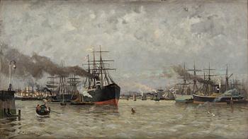 Carl Skånberg, "Hamnen i Rotterdam" (The Harbour in Rotterdam).