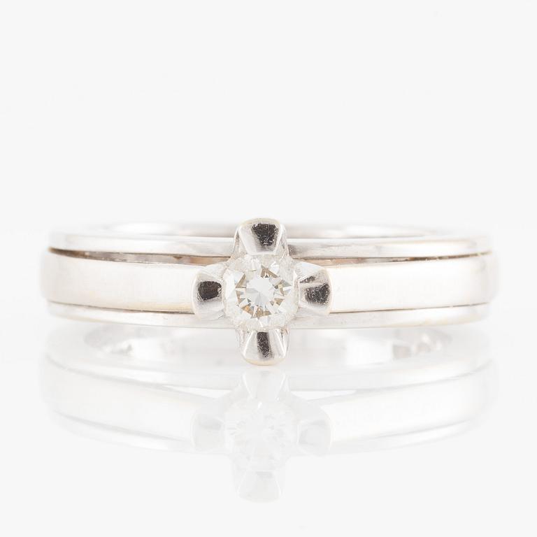 Ring in 18K white gold set with a brilliant-cut diamond, approximately 0.21 ct.