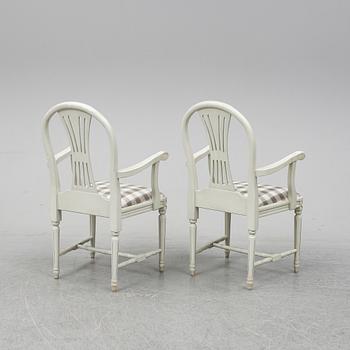 Six second half of the 20th Century Gustavian style armchairs.