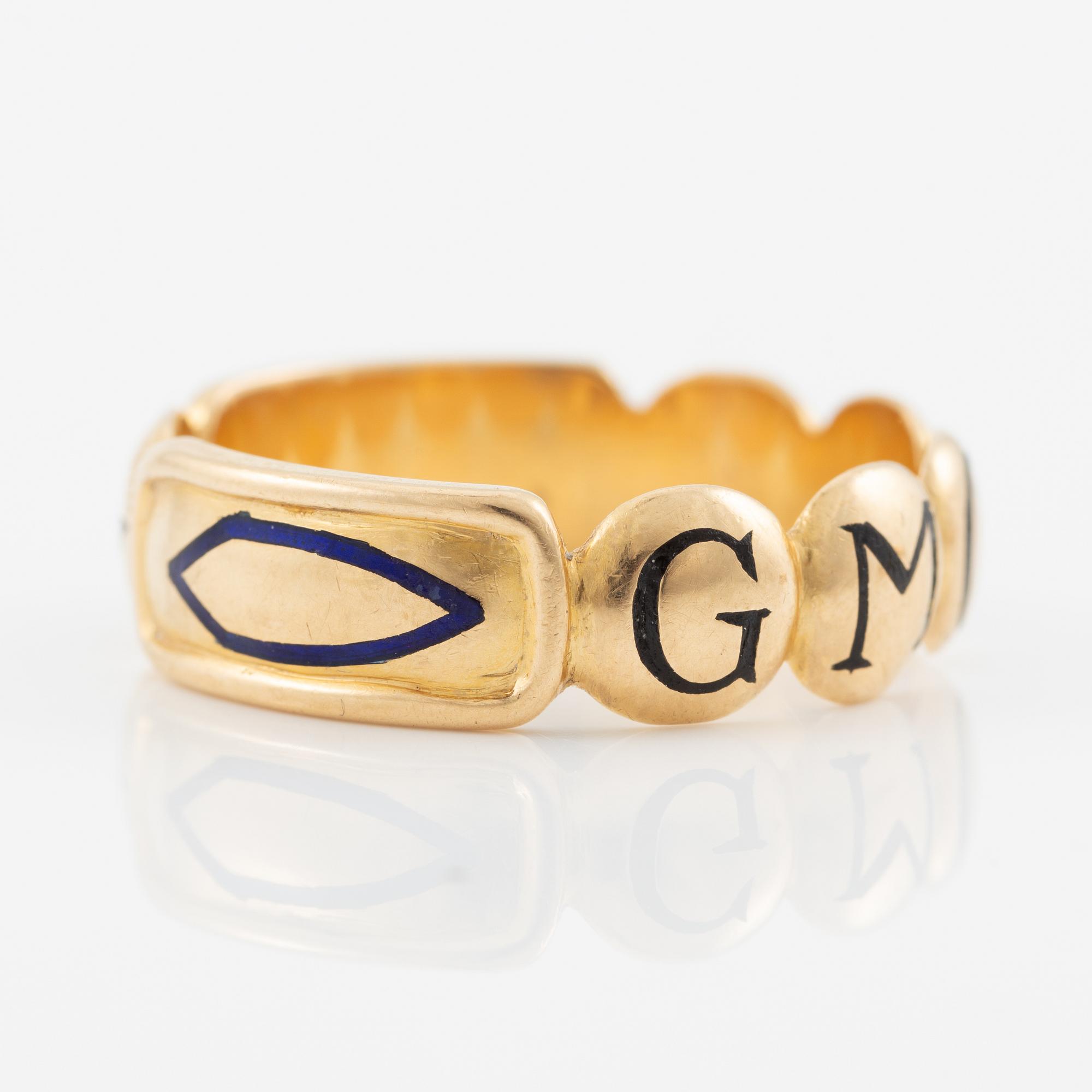 Pocket watch, H. Runsten Stockholm, lever escapement, including a ring in 18K gold.