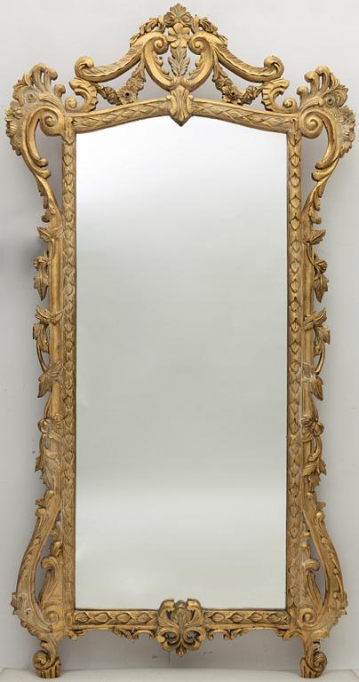 Floor mirror, Rococo style, second half of the 20th century.