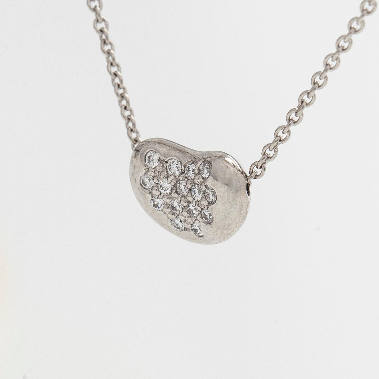 Tiffany & Co, Elsa Peretti, a platinum and diamond "Bean" necklace.