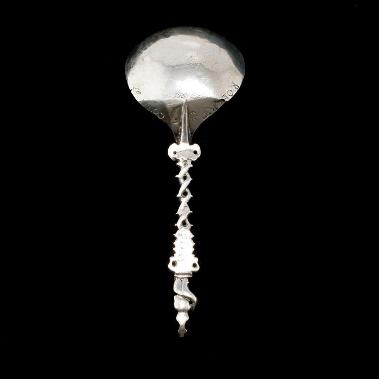A Dutch 18th century silver spoon, unidentified marks.