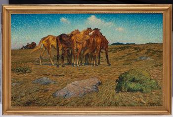 Nils Kreuger, "En klunga hästar" (A group of horses).