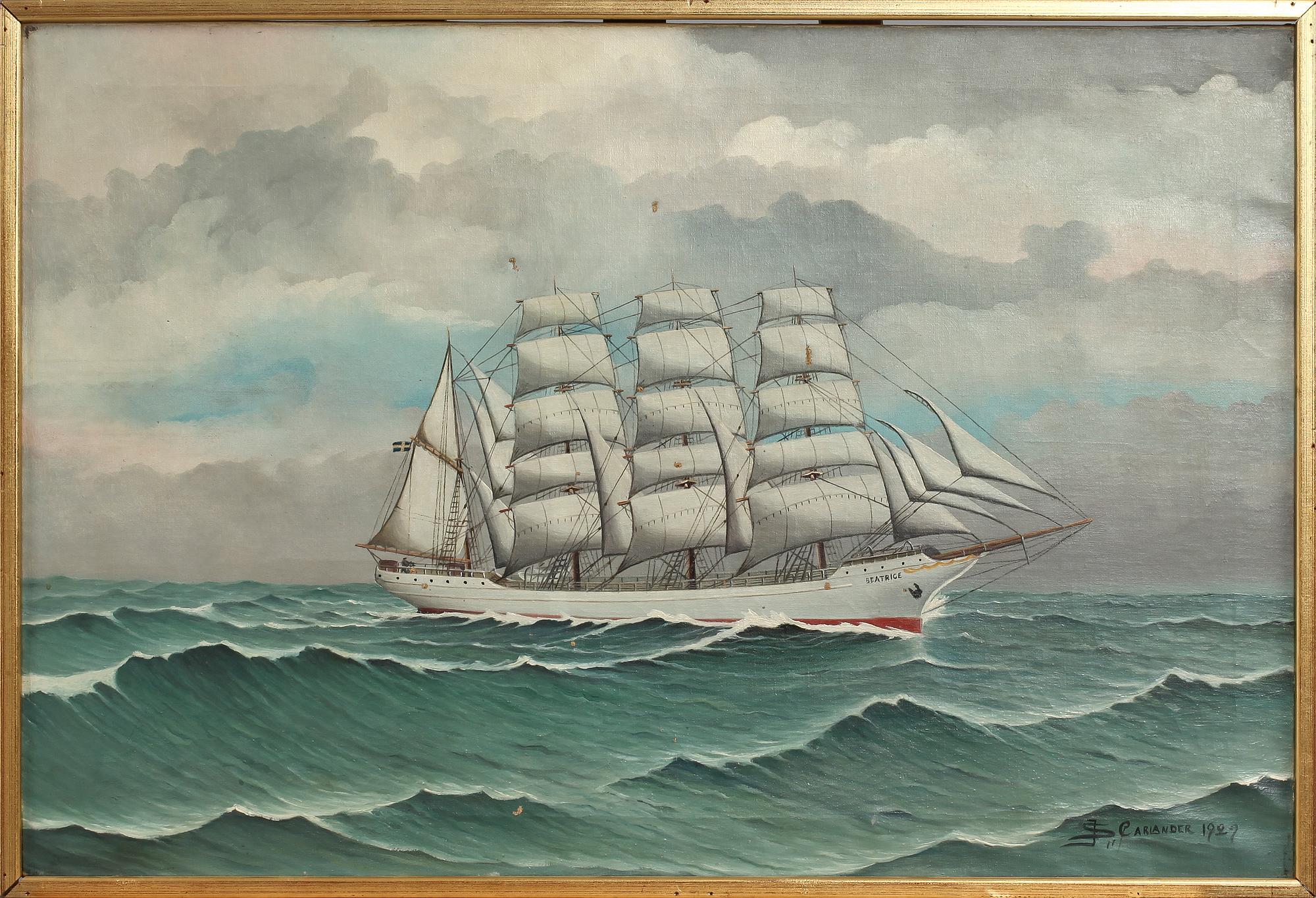 OKÄND KONSTNÄR, olja på duk, sign J S Carlander, dat 1929.