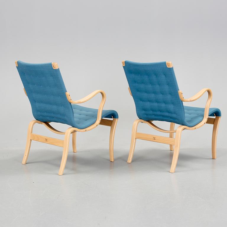 FÅTÖLJER, ett par, "Mi 425"/Mina", Bruno Mathsson, formgiven 1978.