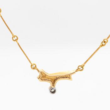 Björn Weckström, an 18K gold  necklace "Kero", with a diamond approx. 0.06 ct according to engraving. Lapponia 1990.