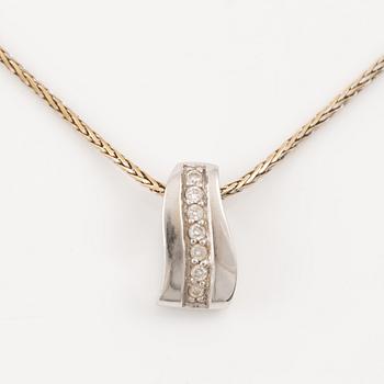 Pendant with chain, 18K white gold set with brilliant-cut diamonds.