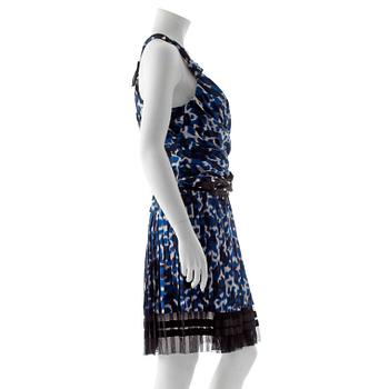 LOUIS VUITTON, a blue and white silk dress, from the 2010 cruise collection.