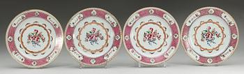 760. TALLRIKAR, 4 st, porslin. Qing dynastin. Qianlong (1736-95).